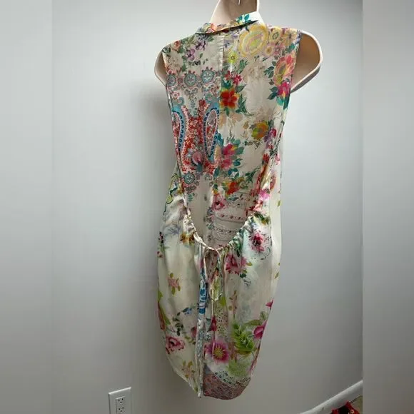 Johnny Was Floral Rayon Drawstring Tunic M